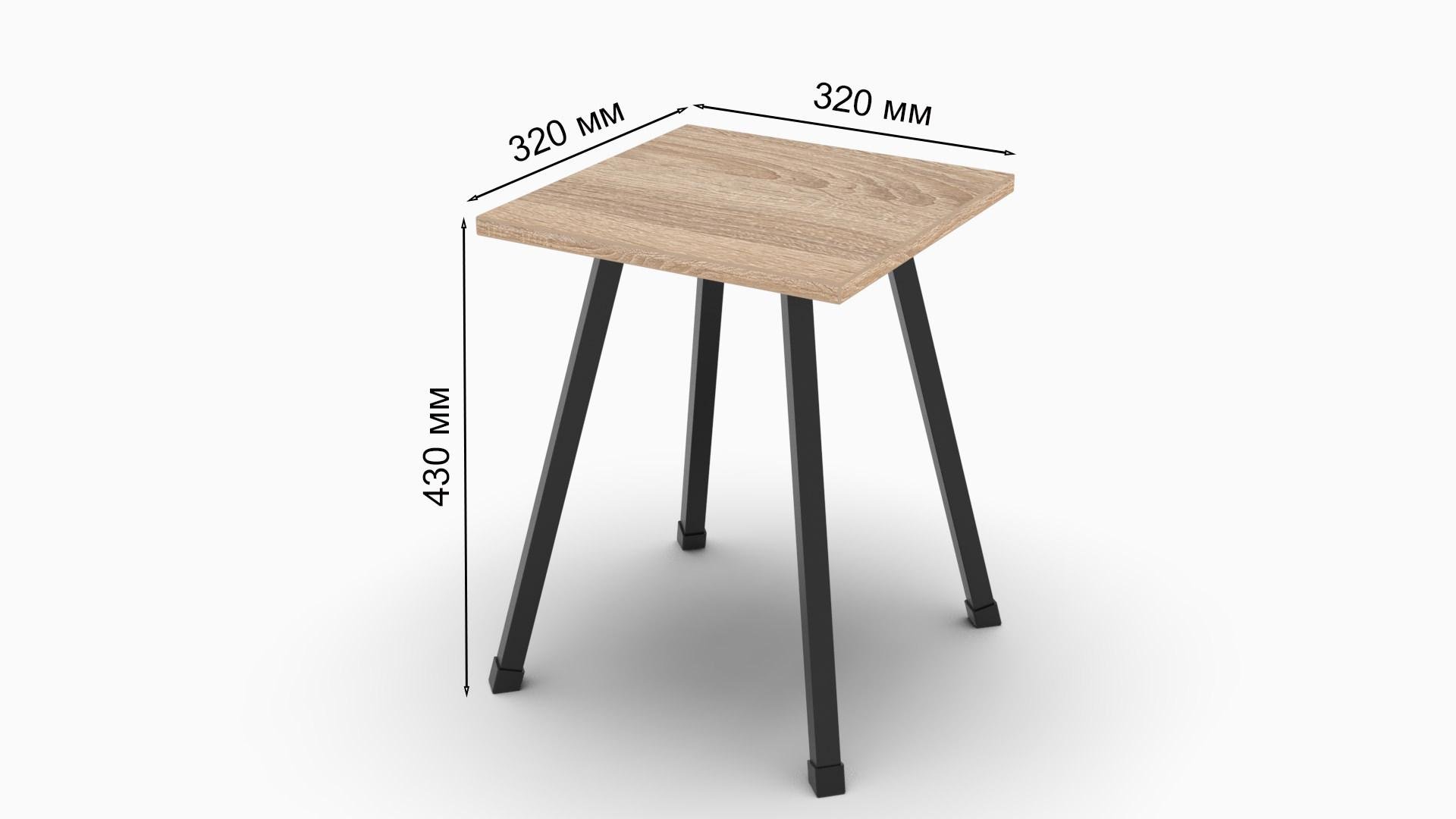 Табурет кухонний Ferrum-decor 16 мм 430x320x320 мм метал Чорний/ДСП Дуб Сонома (TAB004) - фото 2