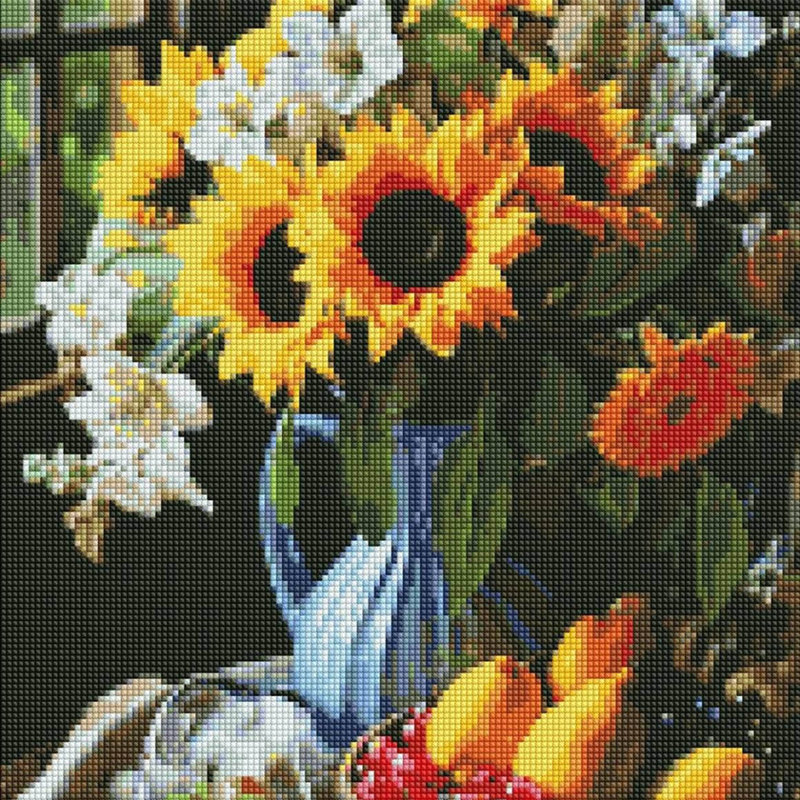 Алмазная мозаика Идейка Натюрморт с подсолнухами 40х50 см (AMO7867)