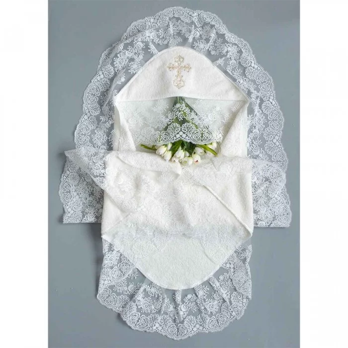 Крыжма для крещения Вензель Молочный (2930)