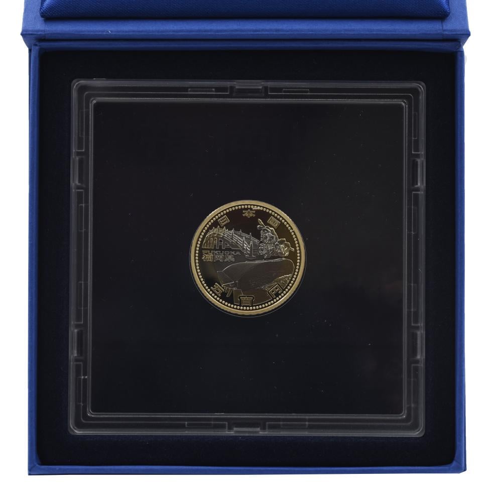 Коллекционная монета Япония 500 иен 2015 Биметалл Proof Префектуры-Фукуока в сувенирной упаковке (М21368)
