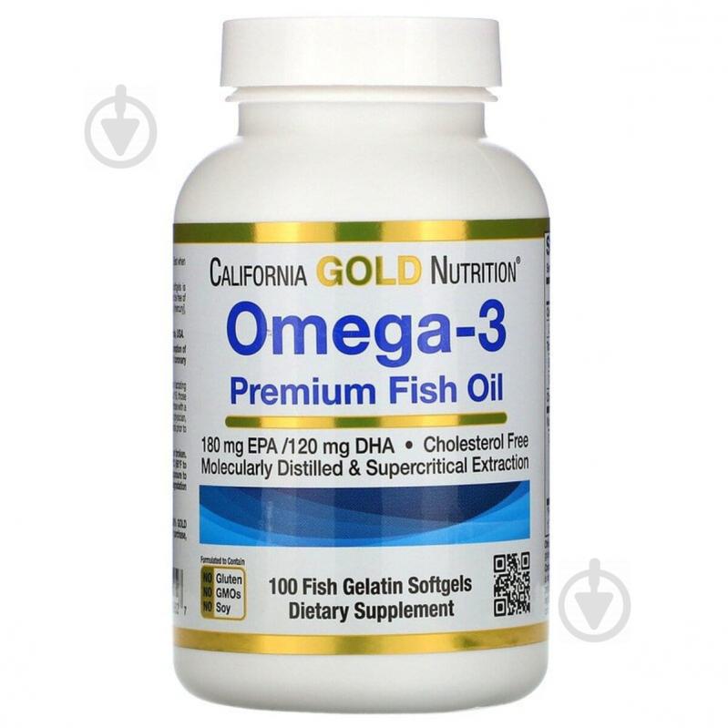 Омега-3, риб'ячий жир преміальної якості, Omega-3, Premium Fish Oil, California Gold Nutrition, 100 рибно-желатинових капсул