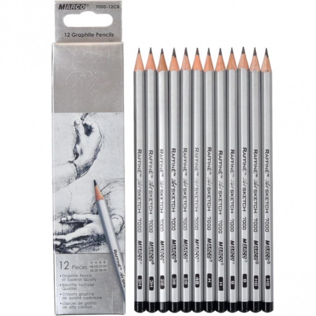 Набір простих олівців Marco Raffine 7000 мікс ART 12 шт. (7000/12 mix)
