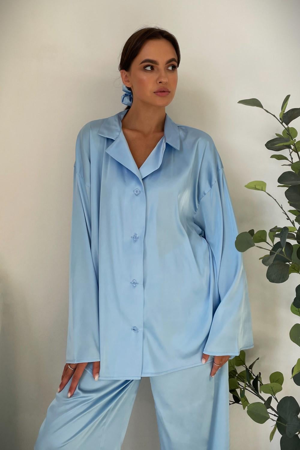 Пижама женская Without Объятия шелковая Light Blue (8049172)