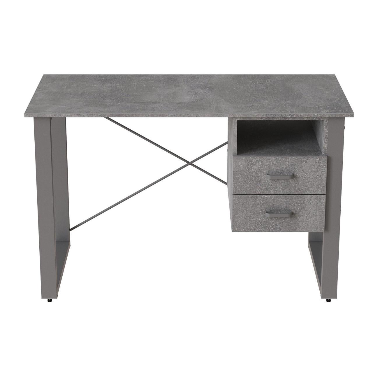 Письмовий стіл із ящиками Ferrum-decor Оскар метал/ДСП 16 мм 750x1400x600 мм Сірий/Бетон (FRD-103254)