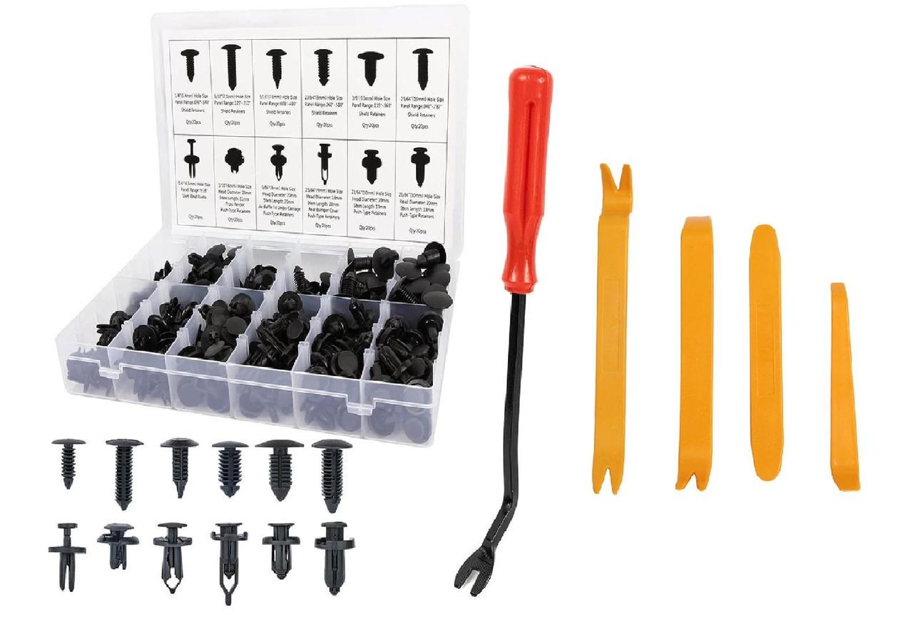 Набір кліпс для салону авто iCar універсальні у кейсі 5 знімачів 240 шт. (НР051377-50611)