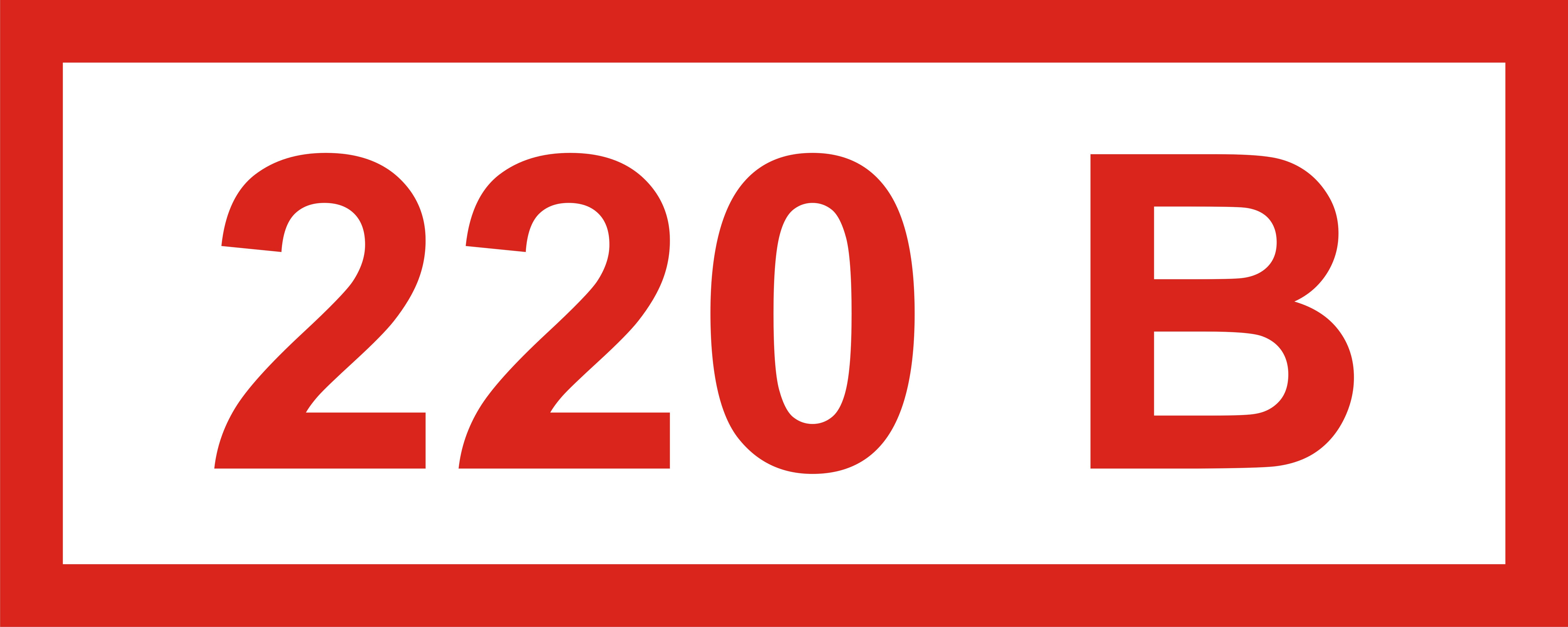 Наклейка 220 В 5х2см (00186)