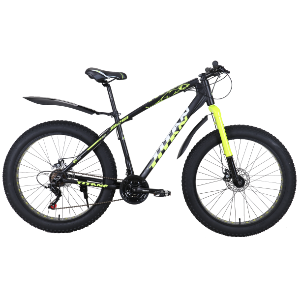 Велосипед горный дорожный Titan Jaguar Фетбайк MTB Shimano 26" 19" Черный/Желтый - фото 1