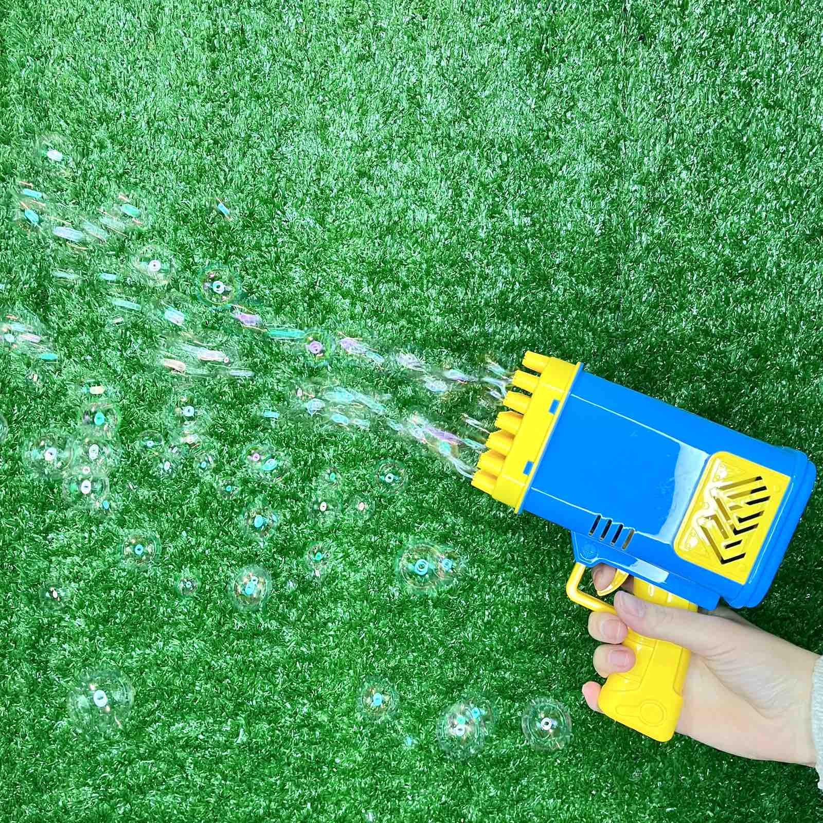 Пистолет для запуска мыльных пузырей 45 отверстий 17 см Желто-синий (2023-58A) - фото 2
