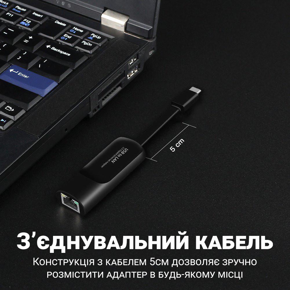 Адаптер зовнішній мережевий USB Type-C на LAN Addap UC2RJ45-02 мережева карта RJ-45 1 Гбіт/с - фото 10