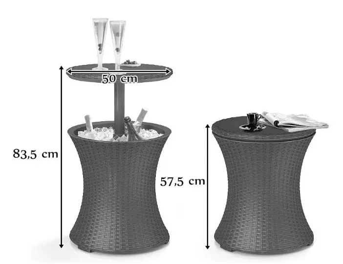 Стол-трансформер круглый Keter Cool Bar Rattan Коричневый (CNT00008798) - фото 2