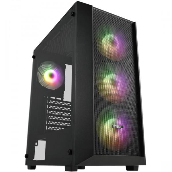 Корпус FSP CMT218AB Midi Tower ATX без блока питания с 4х120 мм ARGB вентиляторами 1хUSB 3.0 и 2хUSB 2.0 Черный
