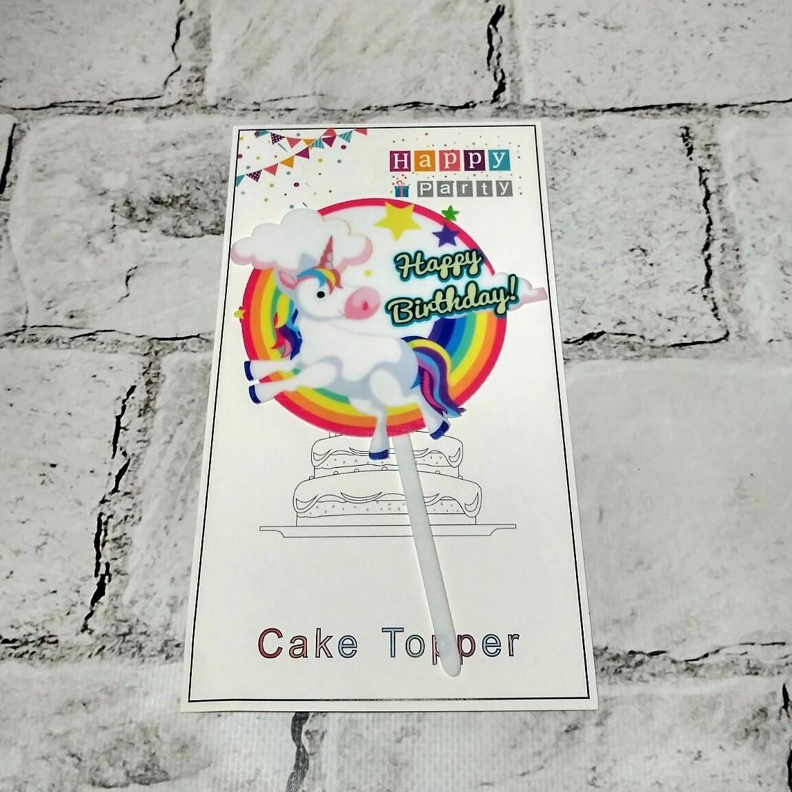 Топпер в торт Happy Birhday Единорог (MR-2344-1)
