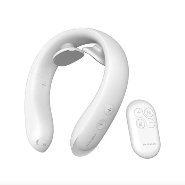 Массажер для шеи с подогревом и миостимуляцией с пультом управления Белый (wh02)