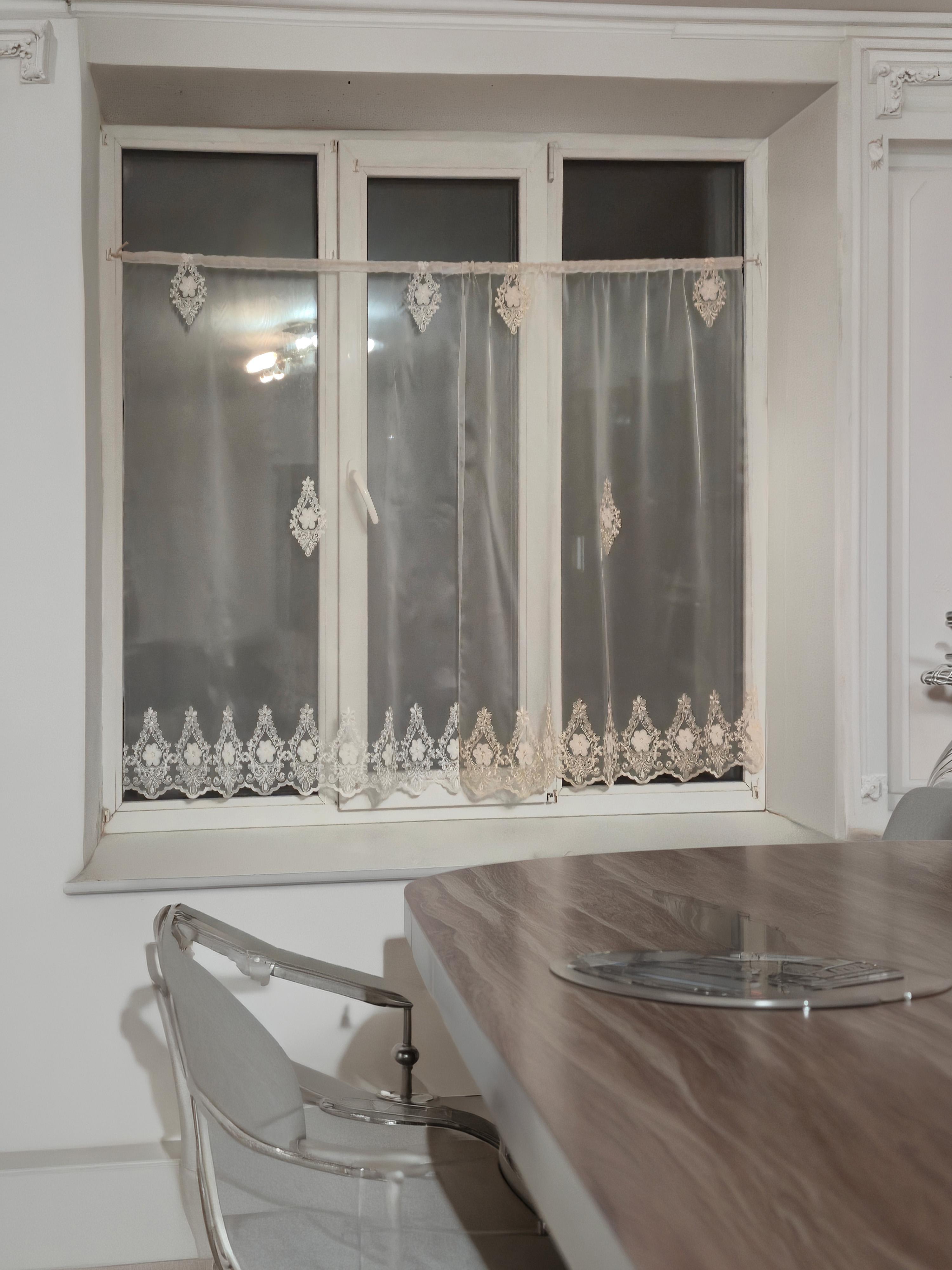 Комплект фіранок на стулку вікон Firanka Damask 2 шт. 180x110 см Молочний/Лимонний (12_3ф)