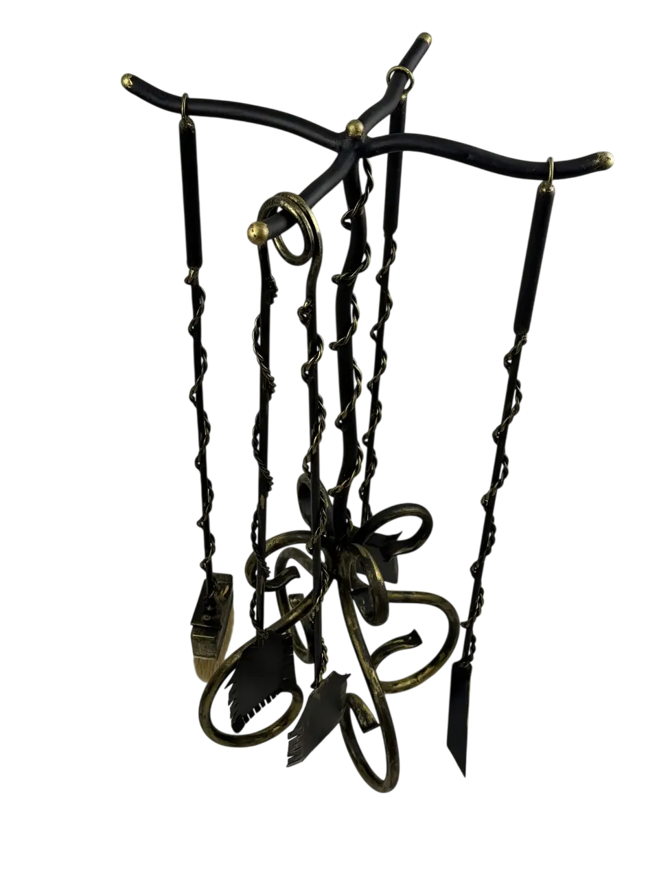 Каминный набор кованый GrillMaster KM-0105 стойка/совок/кочерга/щипцы/щетка Черный (10-164-KM-0105)