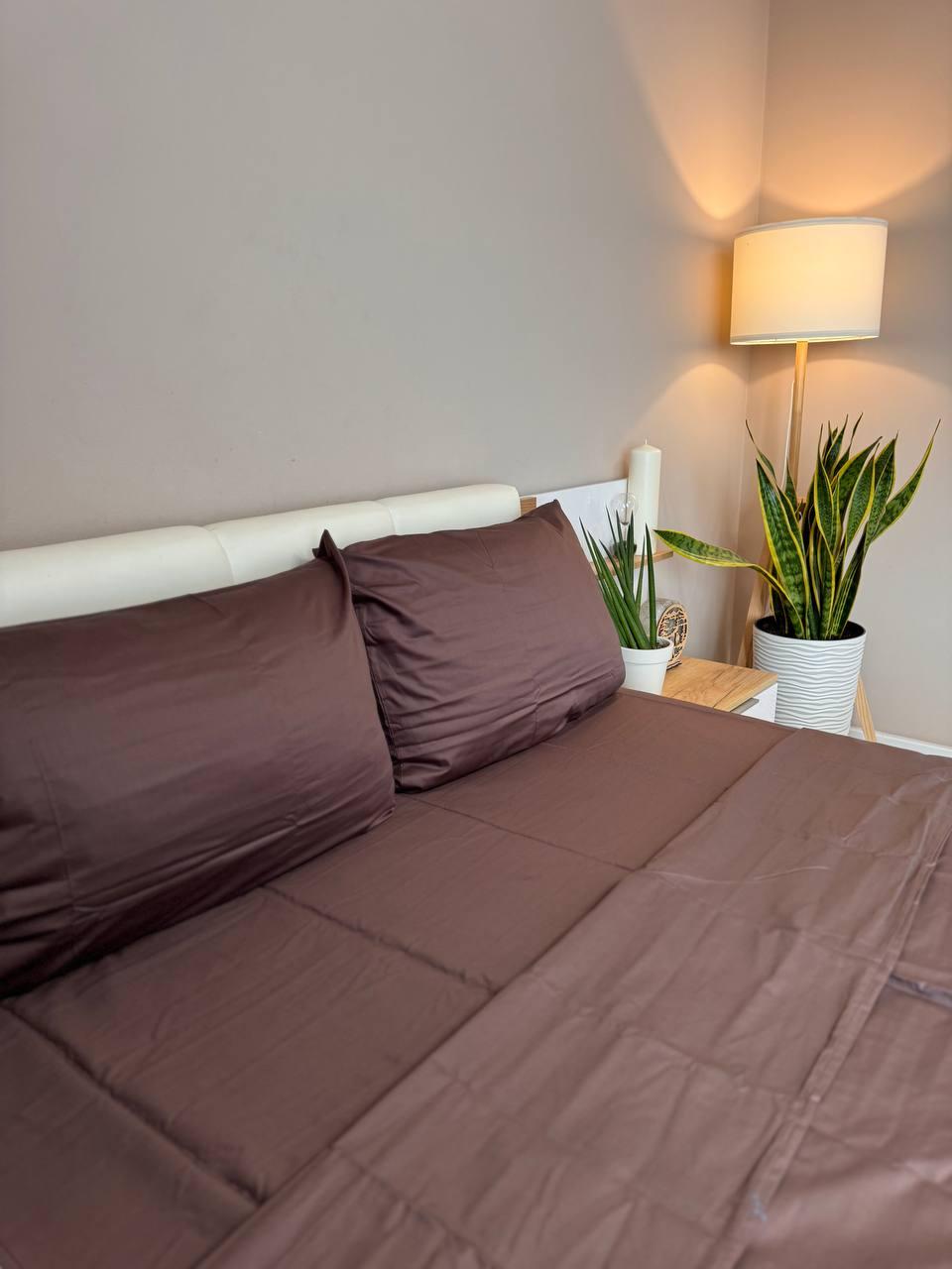 Постільна білизна сатин євро 200х220 см наволочки 70х70 см 2 шт. Коричневий (Д-Al-satin-004-03) - фото 4 Постільна білизна сатин євро 200х220 см наволочки 70х70 см 2 шт. Коричневий (Д-Al-satin-004-03) - фото 4