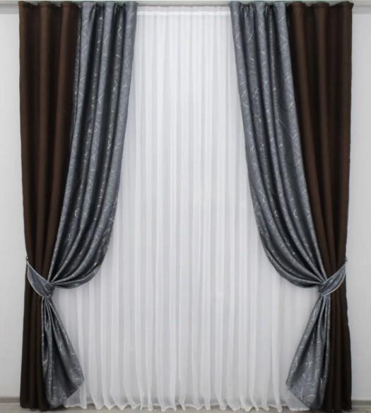 Шторы 1,5х2,7 м 2 шт. Венге/Графитовый (014дк/636-288ш)