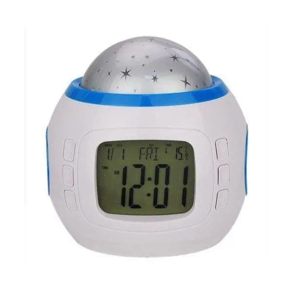 Проектор звездного неба с часами 10,5х10,3х8,2 см (1038) на 3 батареях AAA Белый с синим Проектор звездного неба с часами 10,5х10,3х8,2 см (1038) на 3 батареях AAA Белый с синим