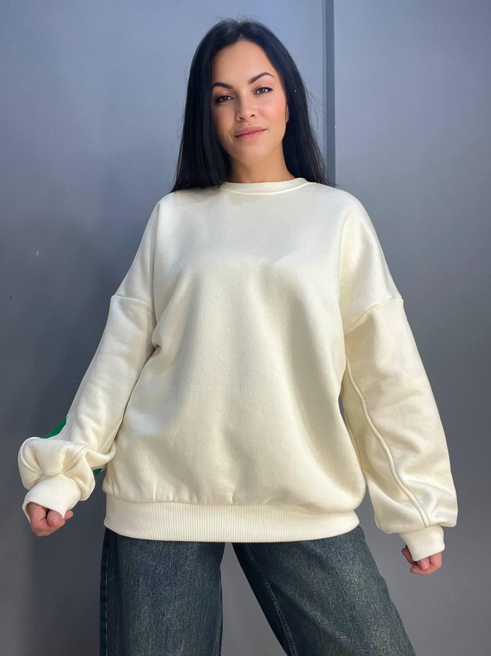 Світшот жіночий DAVRAS 6000 PLEASED подовжений утеплений на флісі OS Молочний (1245) - фото 7 Світшот жіночий DAVRAS 6000 PLEASED подовжений утеплений на флісі OS Молочний (1245) - фото 7