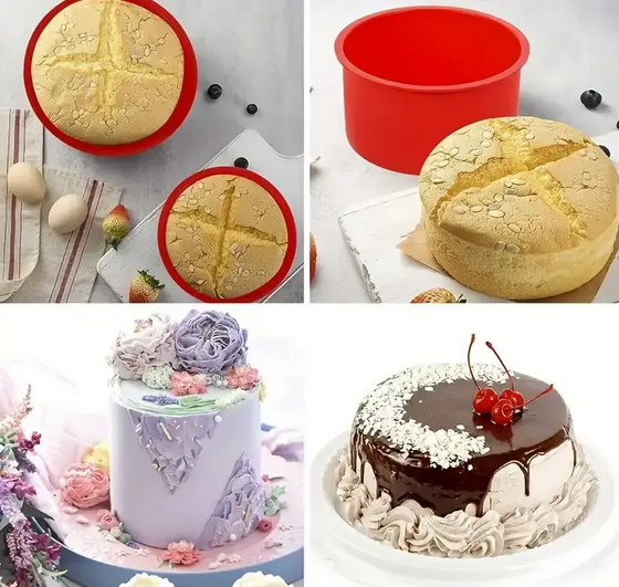 Форма силіконова кругла для випікання 10,3 см Червоний (SAM-8972) - фото 4