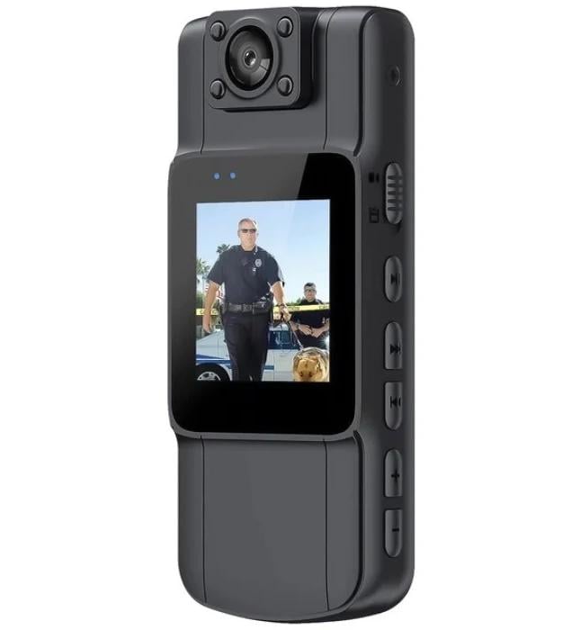 Боди-камера нагрудная с дисплеем 1,54" Черный