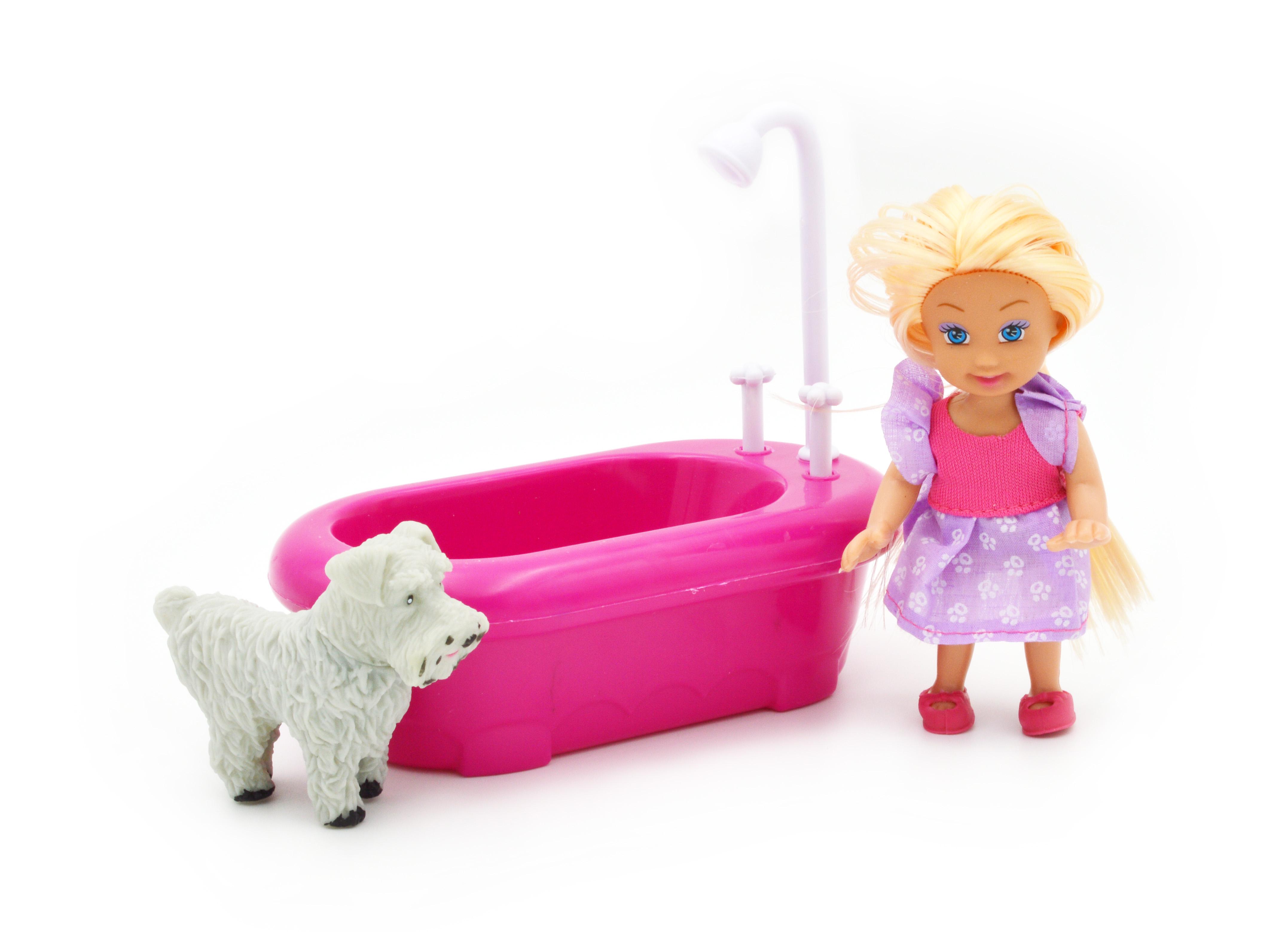 Куколка маленькая 899-16 с ванночкой и собакой