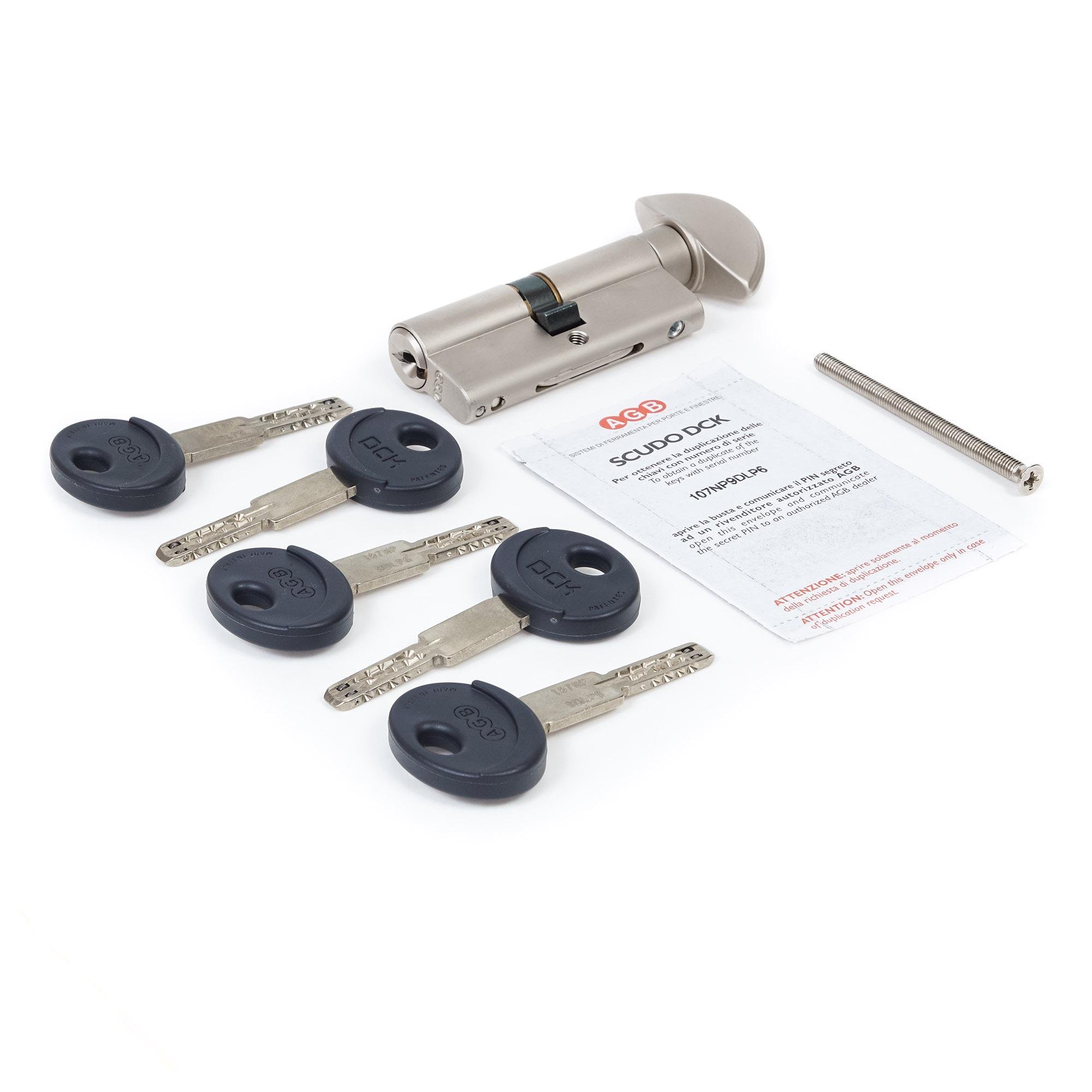 Циліндр AGB SCUDO DCK 90 мм 40/50Т ключ/тумблер Нікель матовий (С12016.45.35) - фото 1 Циліндр AGB SCUDO DCK 90 мм 40/50Т ключ/тумблер Нікель матовий (С12016.45.35) - фото 1