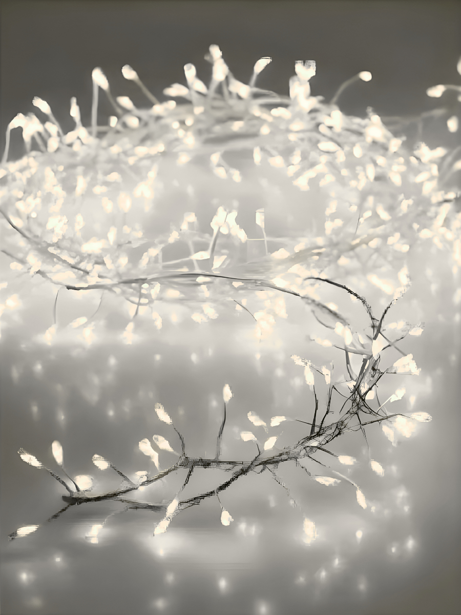 Гірлянда роса Мішура 20 м 600 LED 8 режимів Холодне біле світло/Прозорий дріт (6844834337) - фото 6