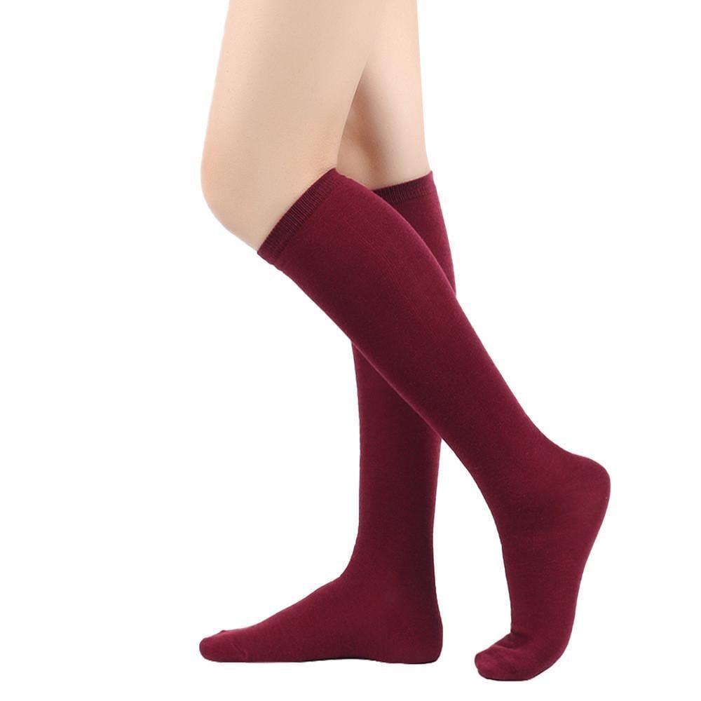 Гольфы ниже колена однотонные One Size Бордовый (3543)