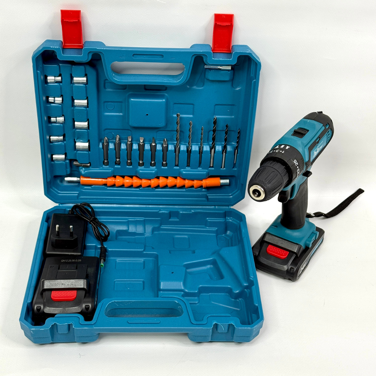 Шуруповерт аккумуляторный с набором инструментов и 2 аккумулятора в кейсе 24V (DM-441)