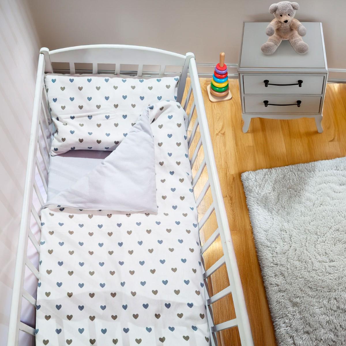 Комплект сменного постельного белья в кроватку детский Bimbo Сердце Фланель 90х110 см (73708)