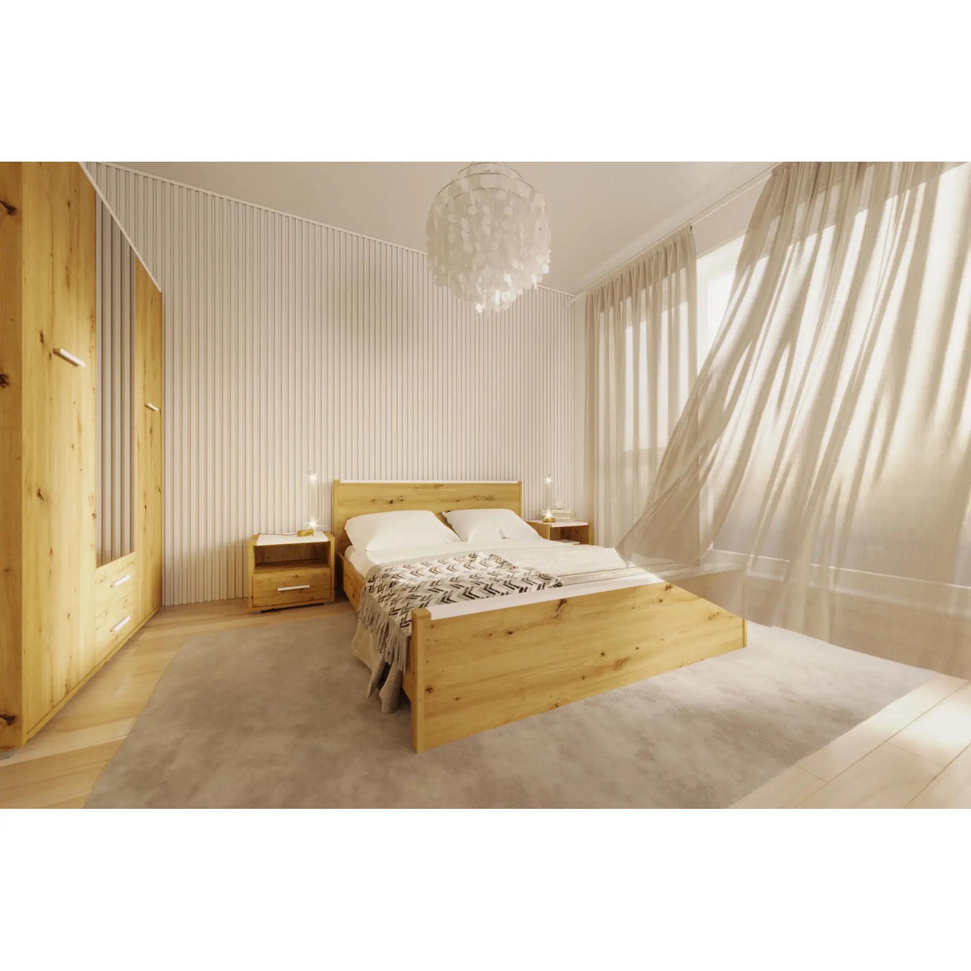 Кровать двуспальная Гербор Рутения LOZ160 без основы под матрас 160x200 см Дуб артизан/Нимфея альба (00000057754)