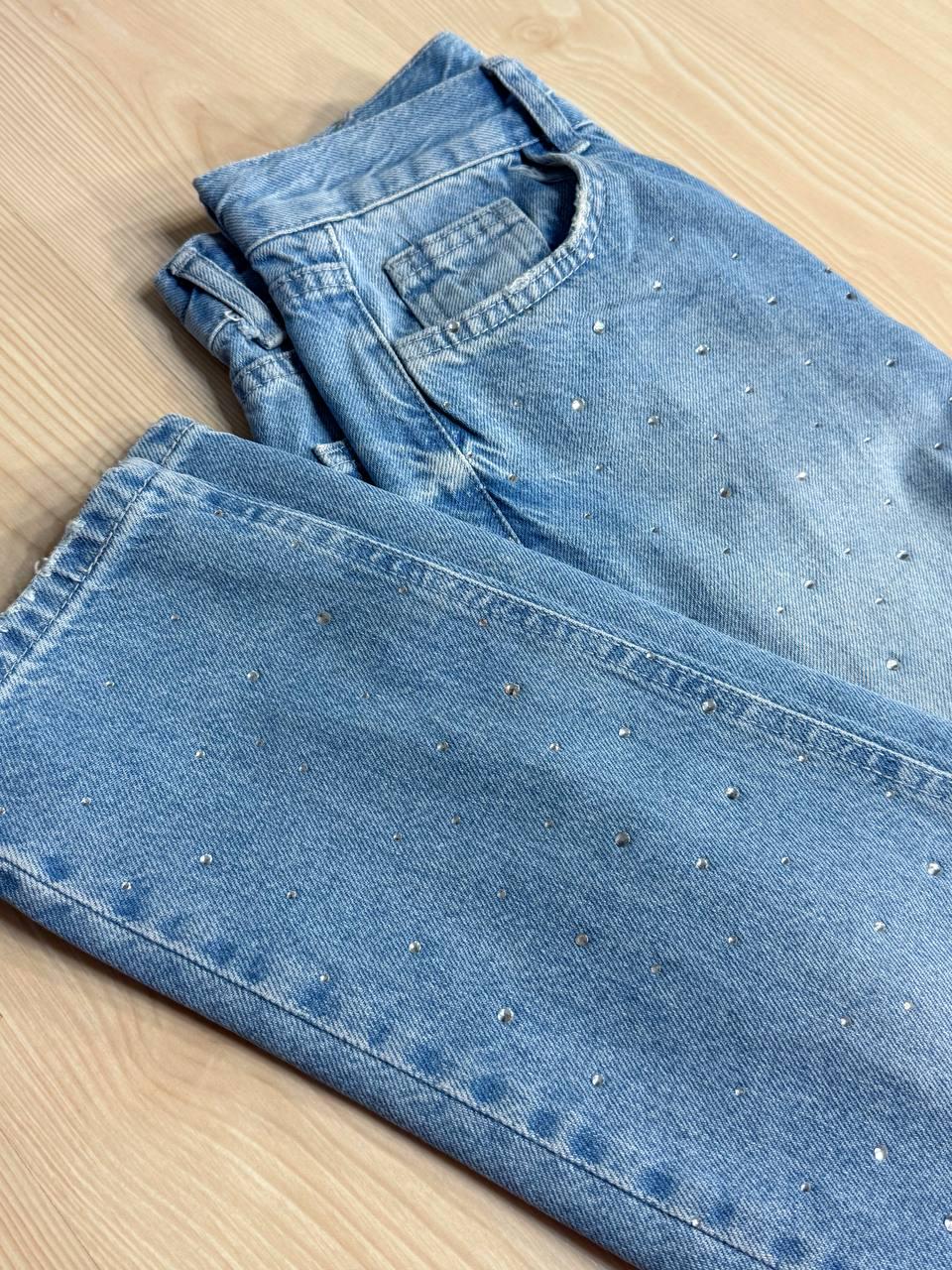 Джинси жіночі ITS Basic 3077 MOM з россипом камінців р. 42 Блакитний (1936) - фото 4