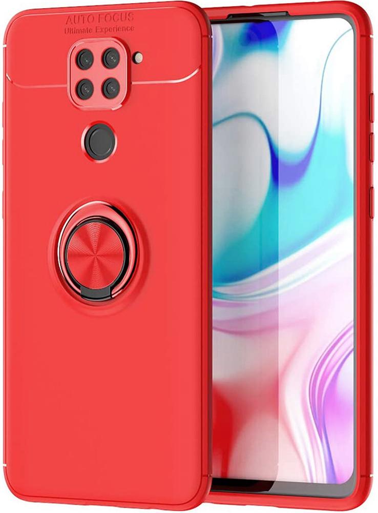 Чехол с кольцом Auto Focus для Xiaomi Redmi Note 9 Red (12936-2D)