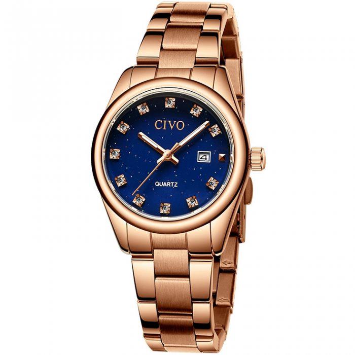 Часы наручные женские Civo Diamond Golden (7785)