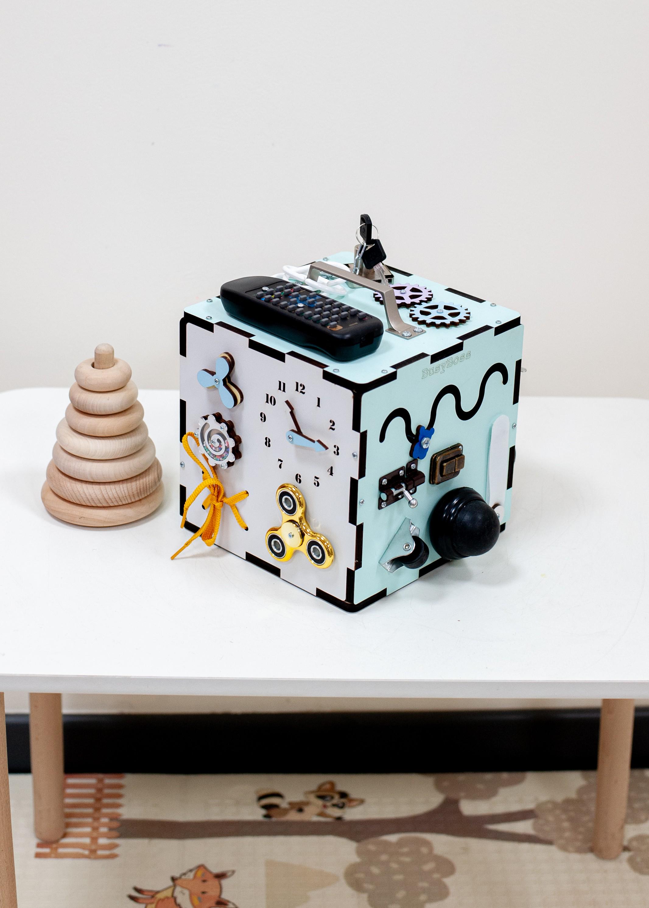 Бізікуб з дерева 25 ел. 20 см М'ятно-сірий (0006) - фото 2 Бізікуб з дерева 25 ел. 20 см М'ятно-сірий (0006) - фото 2