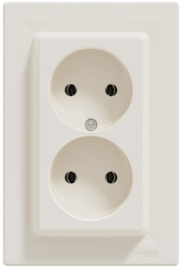 Розетка двомісна Schneider Electric Asfora без заземлення Кремовий (00000003082) Розетка двомісна Schneider Electric Asfora без заземлення Кремовий (00000003082)