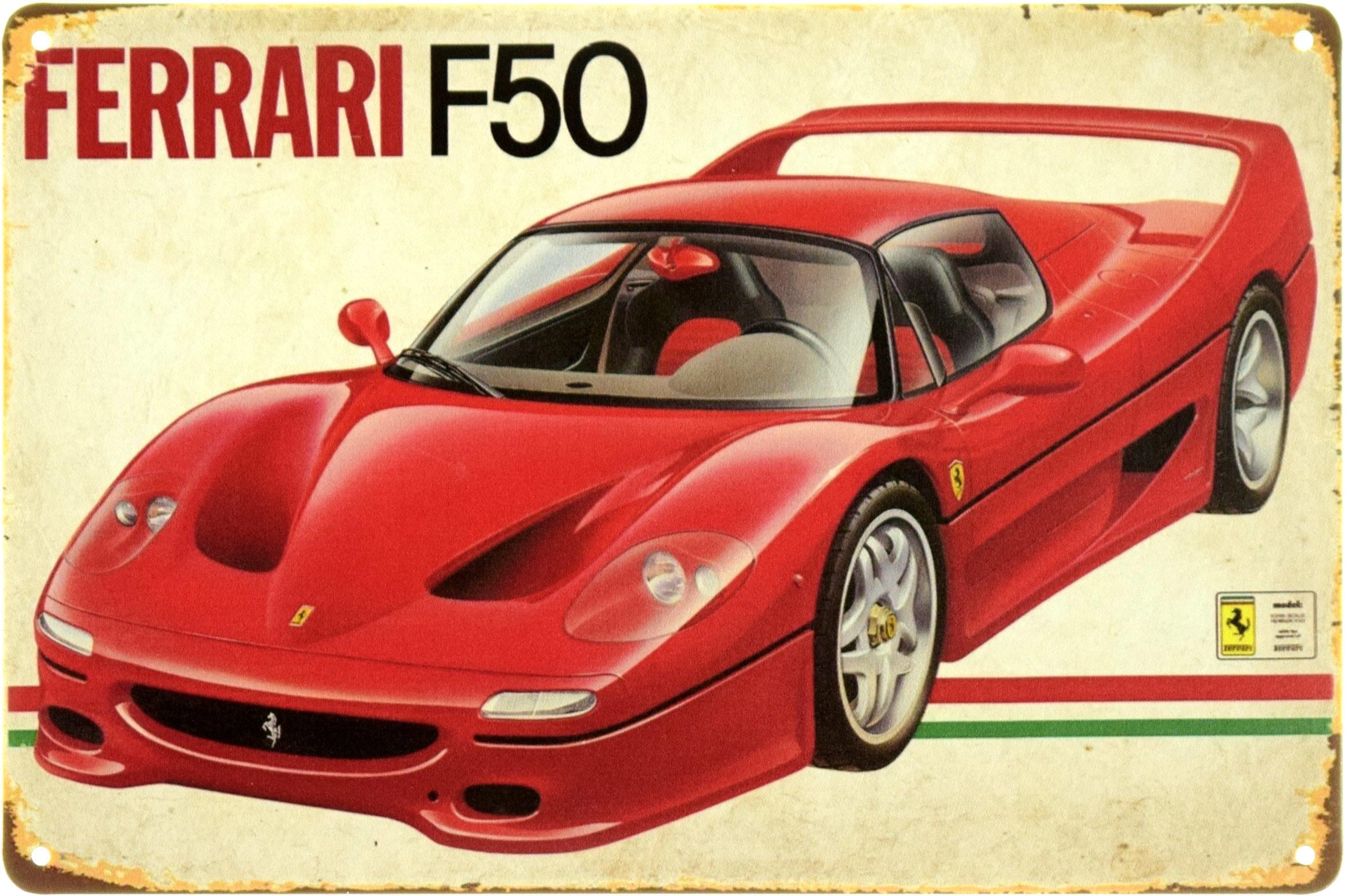 Табличка металлическая "Ferrari F50" 20x30 см (ms-104087)