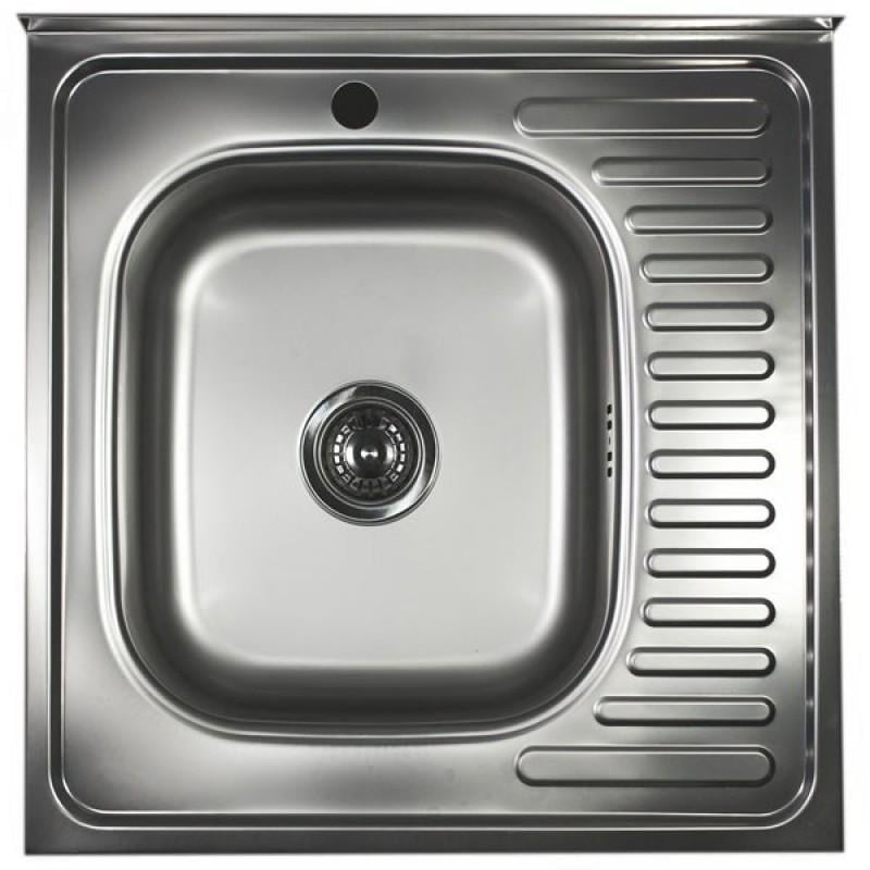 Мойка кухонная накладная Эверест 6644 чаша Левая 60х60х14 см толщина 0.4 мм (00437)