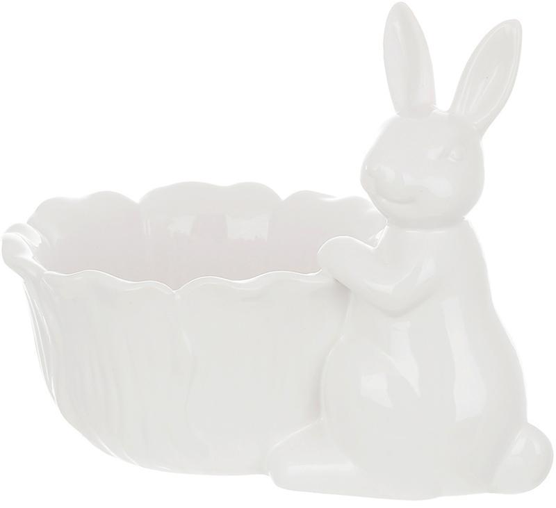 Пиала керамический кролик с цветком 450 мл Белый