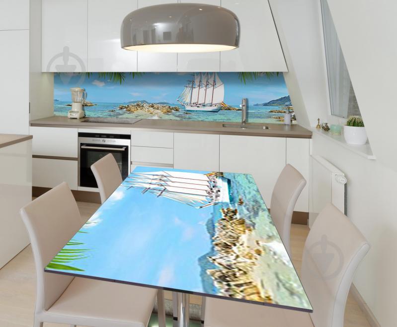 Наклейка виниловая на стол Zatarga  "Белый Парусник" 650х1200 мм