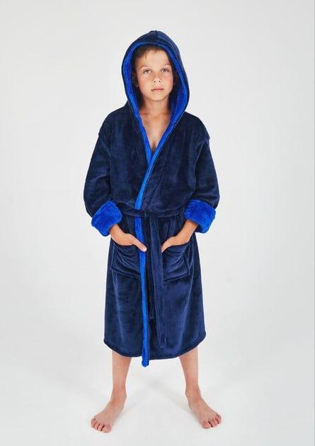 Халат детский махровый 140-146 см Синий (Д-rob-hl-004-02)