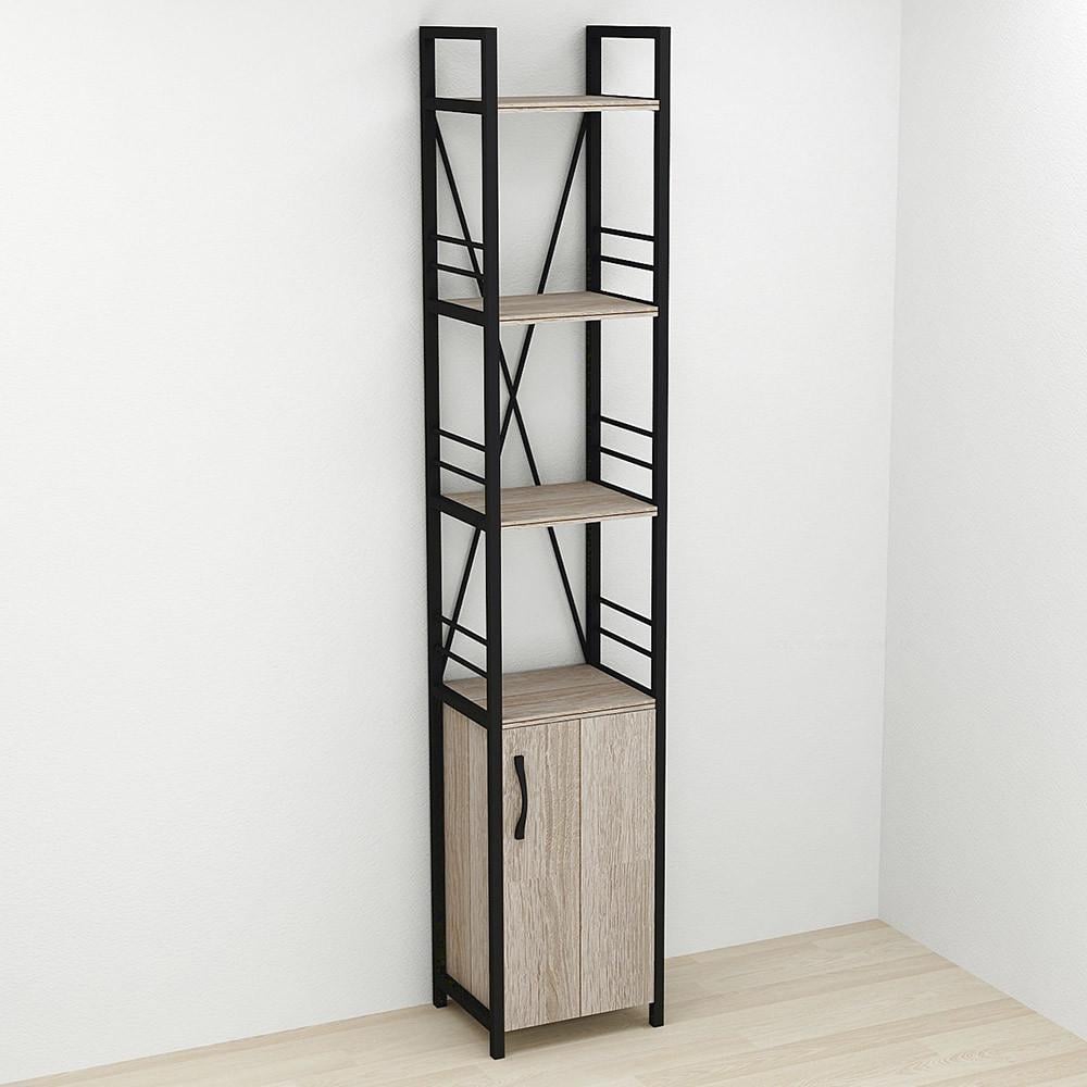 Этажерка Ferrum-decor 4/34 Конект с тумбой 179x34x28 см Черный/Сонома Трюфель (FRD-104467)
