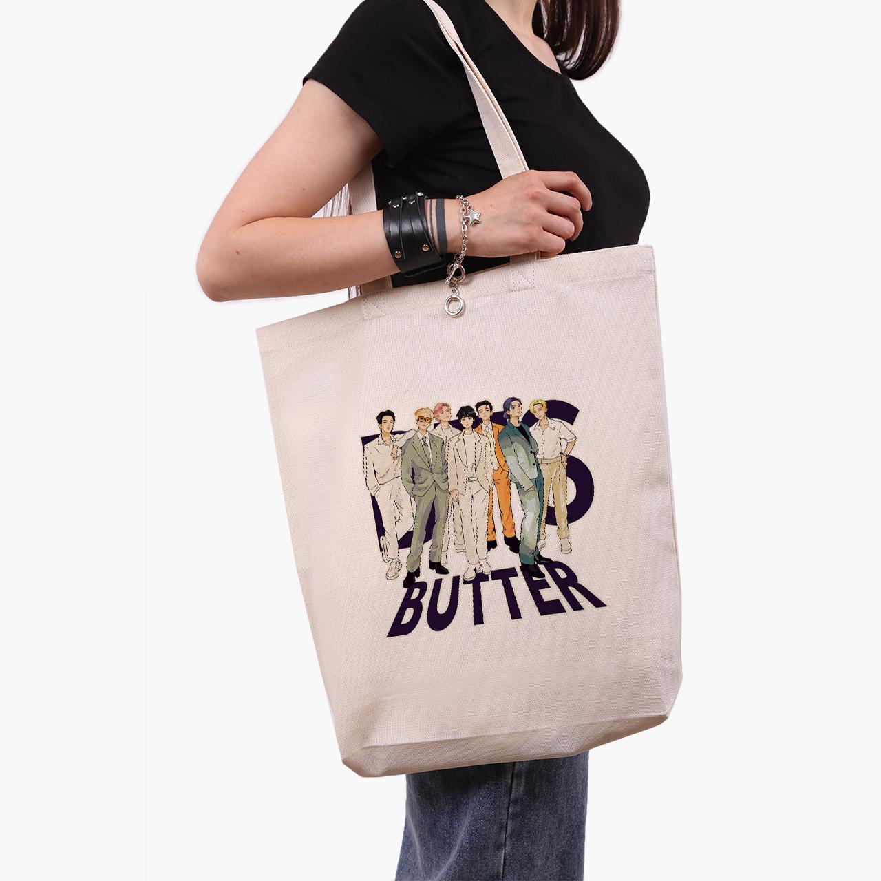 Эко сумка шоппер BTS 41x39x8 см Бежевый (9227-3271-WTD)