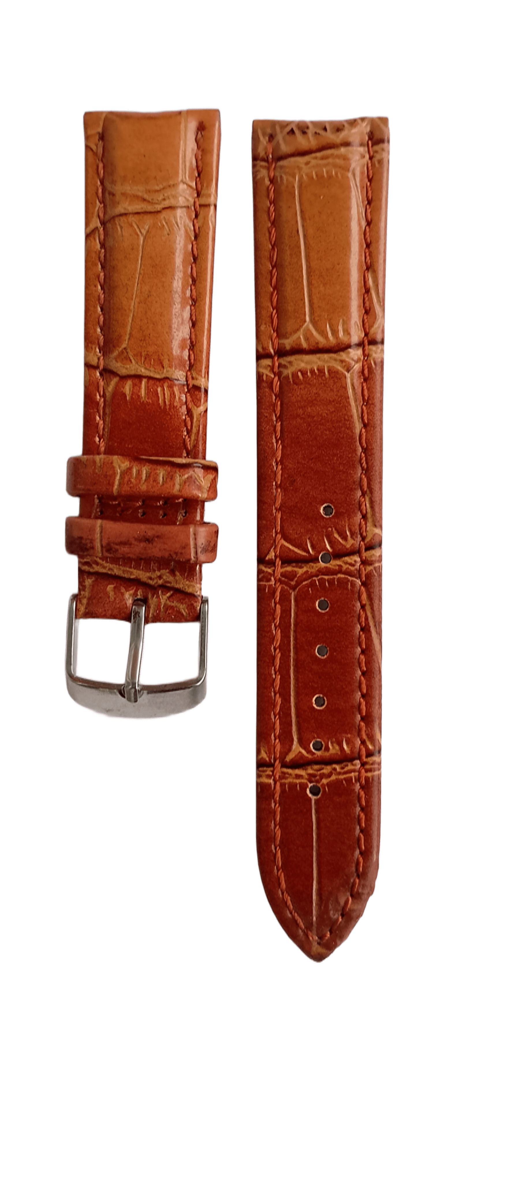 Ремешок кожаный для часов крокодил 20х175 мм Светло-коричневый (2452В)