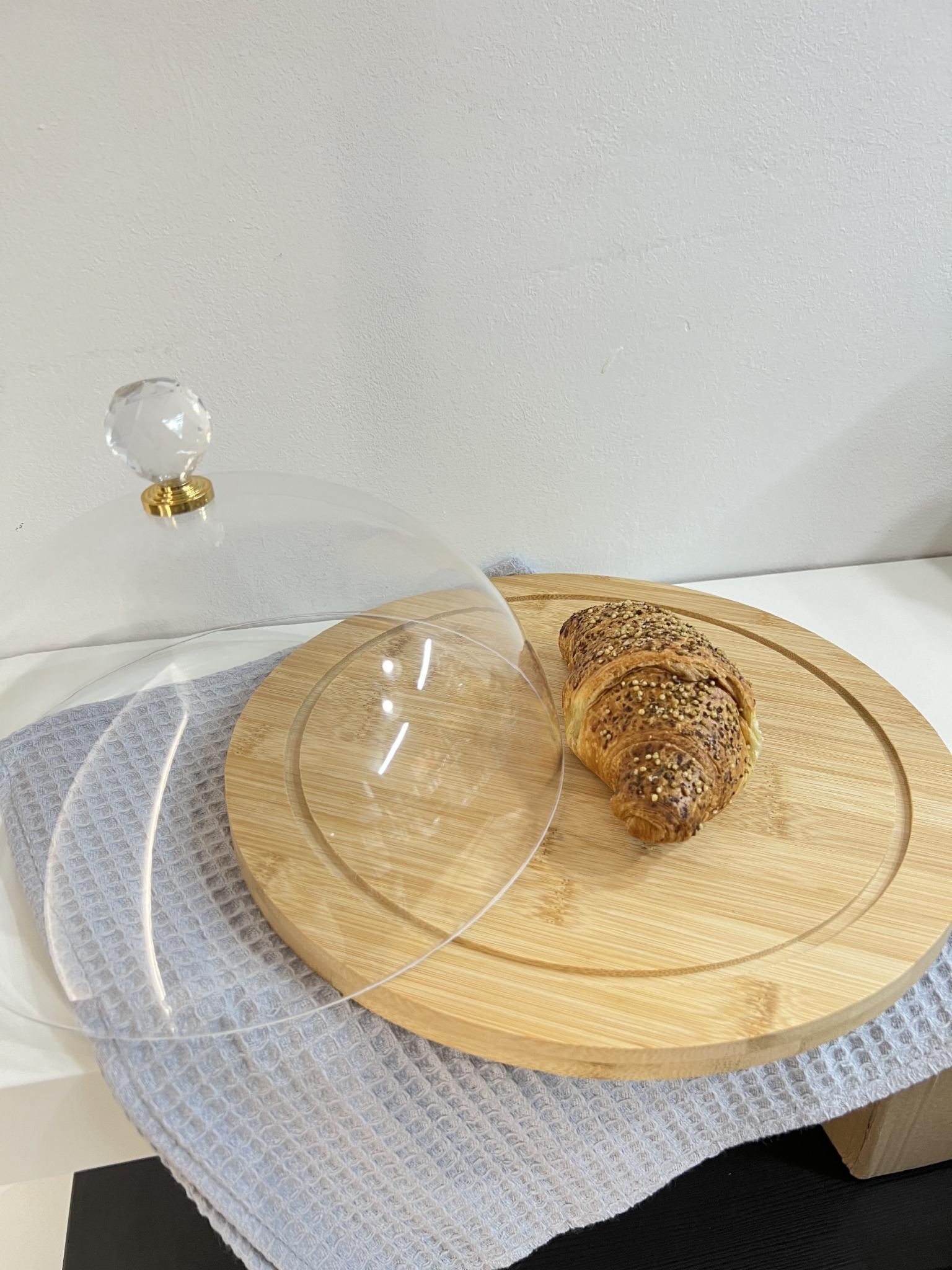 Тортівниця з кришкою бамбук/акрил d 30 см h1 1,5 см - фото 7