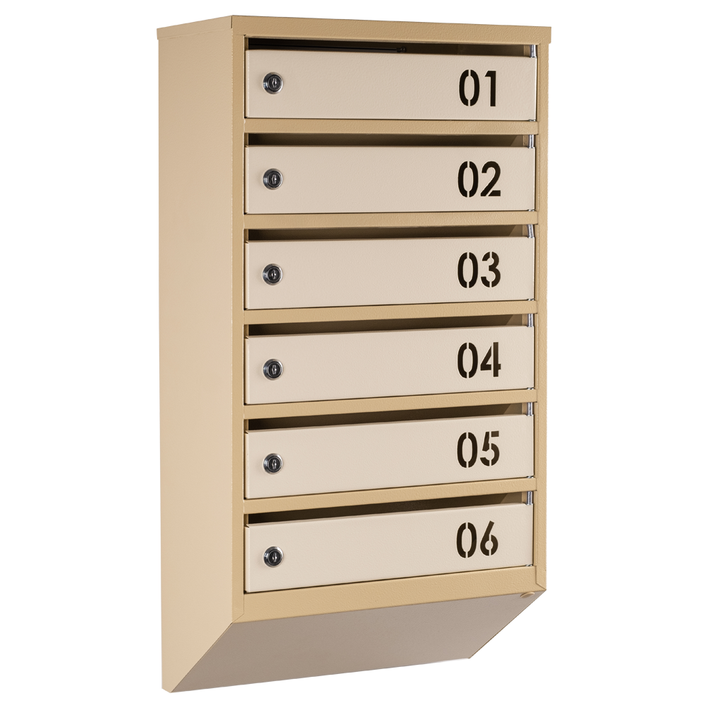 Почтовый ящик Галиндустрия ЯП06В на 6 секций 750x390x200 мм Бежевый (21005220)
