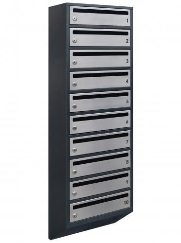 Почтовый ящик Lev-metal Е1-10.F на 10 секций 1245x390x200 мм Антрацитовый/Серый ( (21100205)