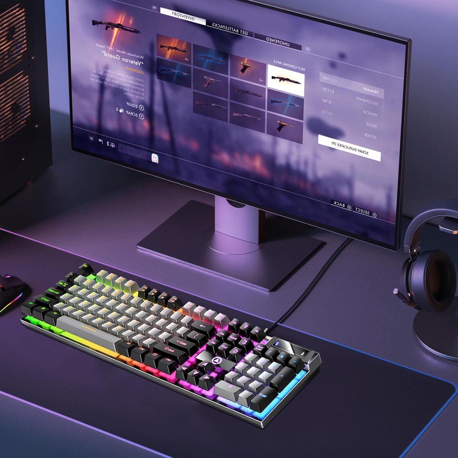 Клавиатура механическая YINDIAO с подсветкой RGB 7 цветов (YT897O) - фото 4 Клавиатура механическая YINDIAO с подсветкой RGB 7 цветов (YT897O) - фото 4