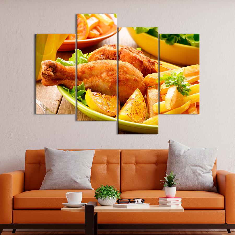 Настенний декор Золотистые куриные ножки и картошка фри 149x106 см (A414-4)